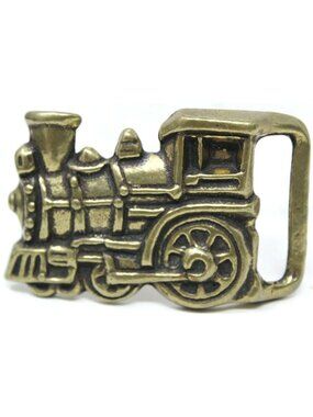 Railroad Steam Locomotive Train Trinity Solid Brass Belt Buckle VTG 1970's #D-9
